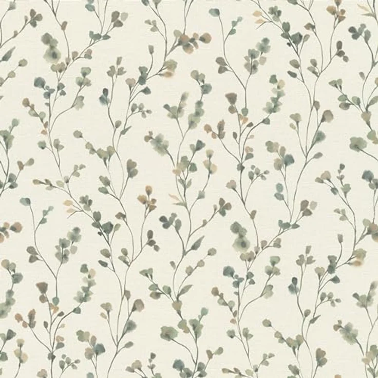 Rasch Tapete 486148, Helle Vliestapete mit kleinen Blumen in Grün und Blau in Aquarelloptik, wasserbeständig, 10,05m x 0,53m, Kollektion Country Charme – Bild 1