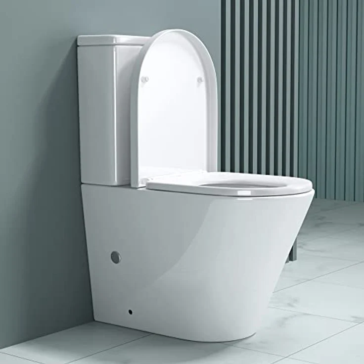 doporro Design Stand wc 108T inkl. Softclose Absenkautomatik 37x65x83cm Stand-Toilette Weiß spülrandlos – Bild 2