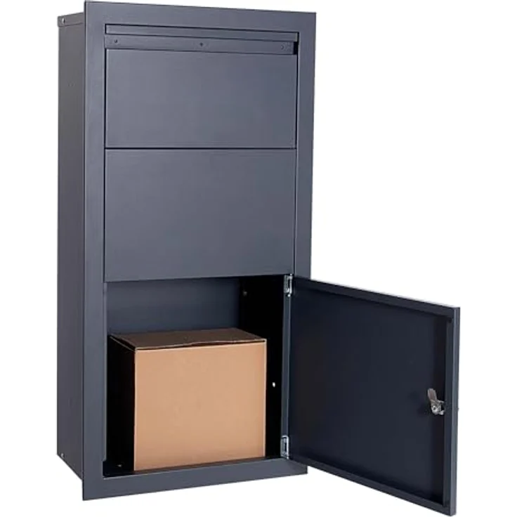 XPOtool Paketkasten Anthrazit 470 x 220 x 870 mm, Private Paketannahme, abschließbar, geräumige Dimensionen, Wandbriefkasten Stahl – Bild 1