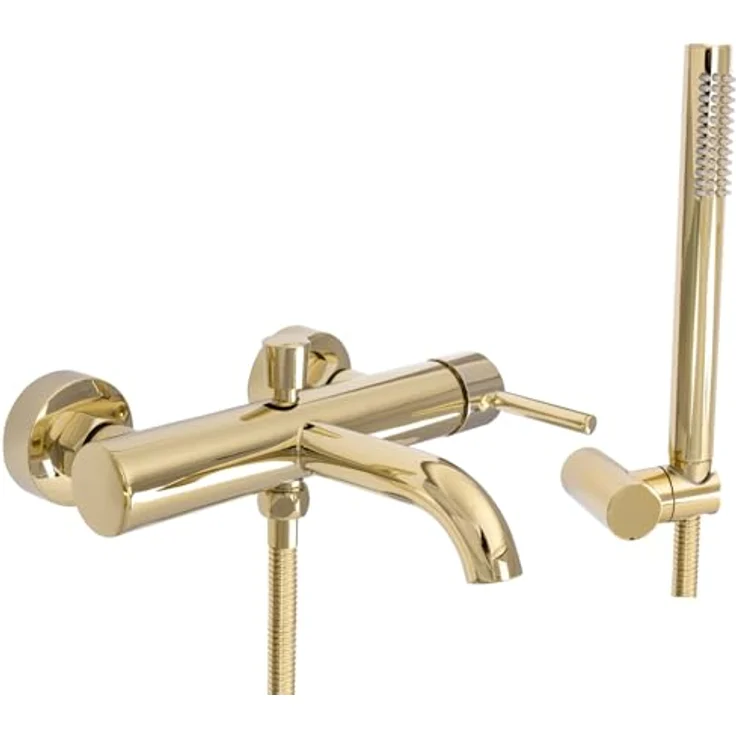 Rea Badewannenarmatur LUNGO L.GOLD, Einhebel Mischbatterie mit Handbrause, Wandmontage, Messing, gold – Bild 1