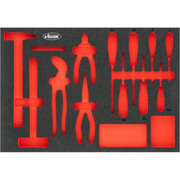 VIGOR Weichschaum-Einlage, leer, 2K-System für Ordnung und Schutz, 563 x 393 x 35 mm