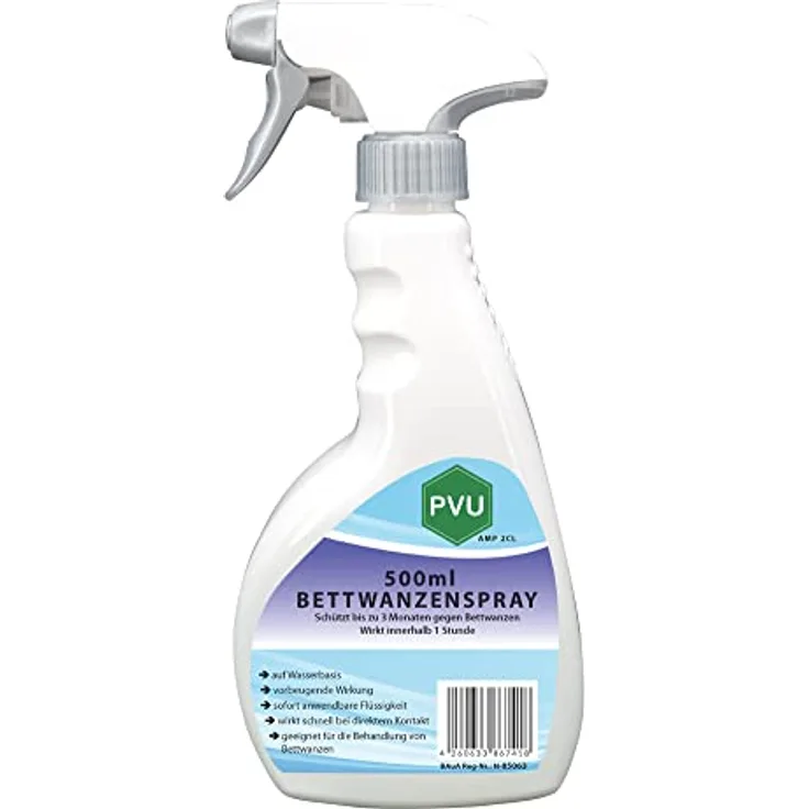 Pvu Bettwanzen Spray 500ml - Langzeitwirkung gegen Bettwanezn & Wanzen Innen und Außen auf Wasserbasis