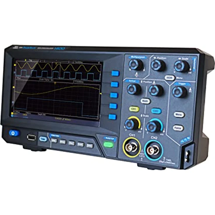 PeakTech 1400 Digital Oszilloskop, 2 Kanal, 5 MHz, 100 MS/s, USB Schnittstelle, PC Software, XY-Modus, Zoom, DSO, P 1400, Schwarz – Bild 3