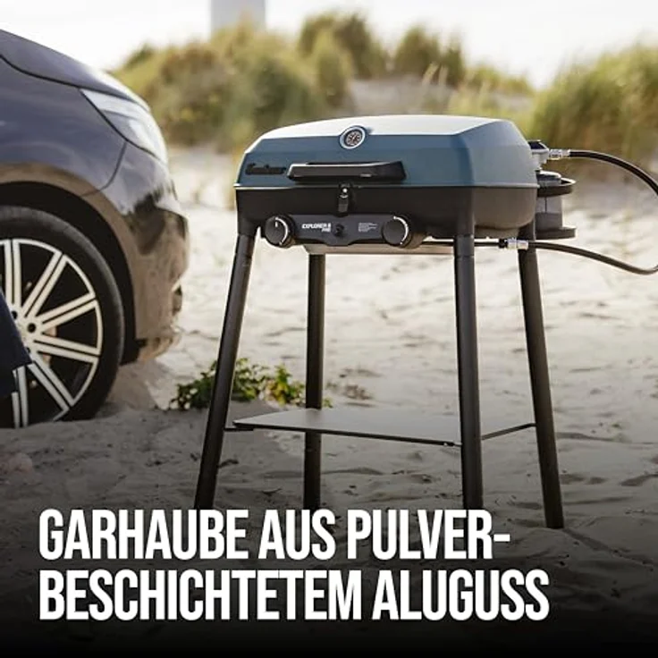 Enders Camping Gasgrill Explorer II Pro, 2 Edelstahlbrenner, Grill-Thermometer, Kochen- und Backen-Funktion, Aluguss-Grillwanne, Modell #2108 – Bild 5