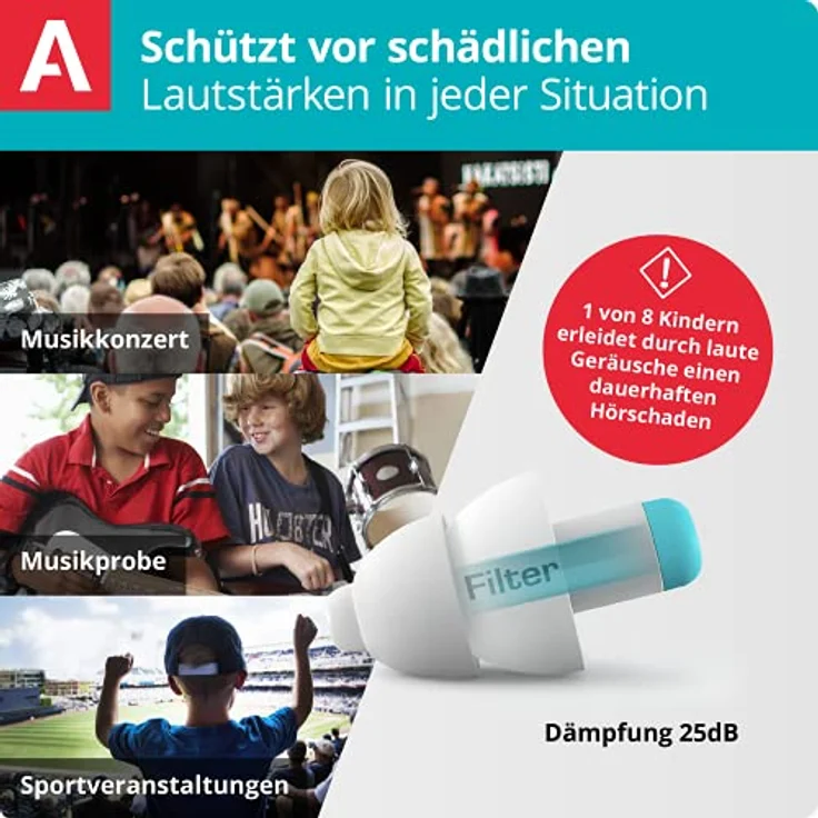 Alpine Pluggies Kinder Ohrstöpsel - Für Kind und kleine Gehörgänge - Zum Fliegen und Schwimmen - Bequemes hypoallergenes Material - Wiederverwendbare Gehörschutz – Bild 2