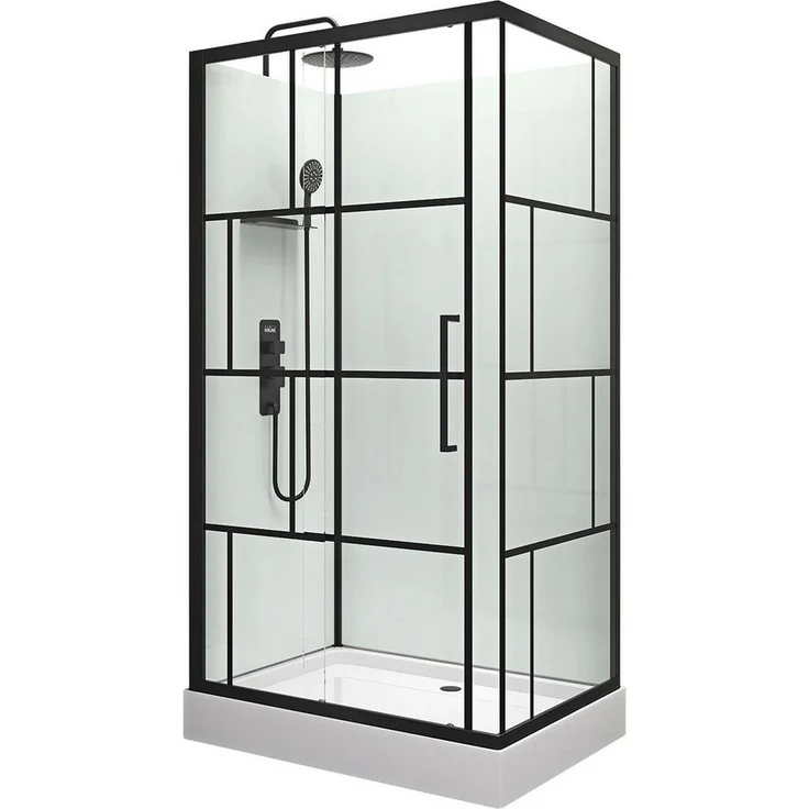Marwell Komplettdusche Bricks, BxT: 110x80 cm, Einscheibensicherheitsglas, inkl. Armaturen – Bild 1