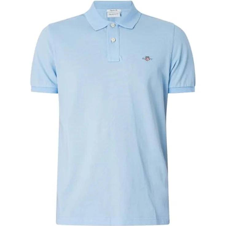 "Gant Poloshirt REG SHIELD SS PIQUE POLO, Normale Passform, Flachstrickkragen, Grafische GANT-Stickerei, blau" – Bild 5