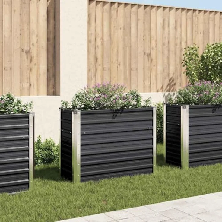 vidaXL Garten-Hochbeet Anthrazit 100 x 40 x 77 cm Verzinkter Stahl – Bild 3