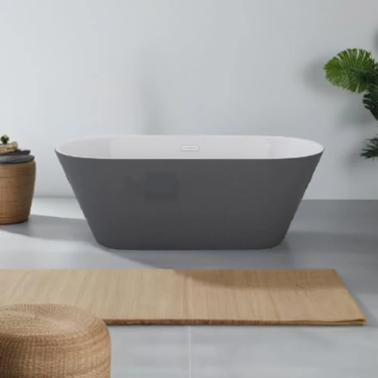 Jet-Line Badewanne LAUSANNE II, freistehende Badewanne in grau, 170 cm x 80 cm, sanitär-acryl mit fiberglasverstärktem Wannenboden – Bild 6