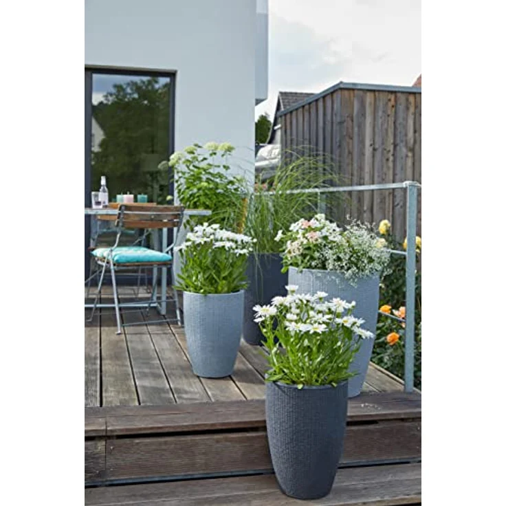 Scheurich Barceo High 54, Hochgefäß/Blumentopf/Pflanzenkübel, rund, Farbe: Stony Black, hergestellt mit recyceltem Kunststoff, 10 Jahre Garantie, für den Außenbereich – Bild 2