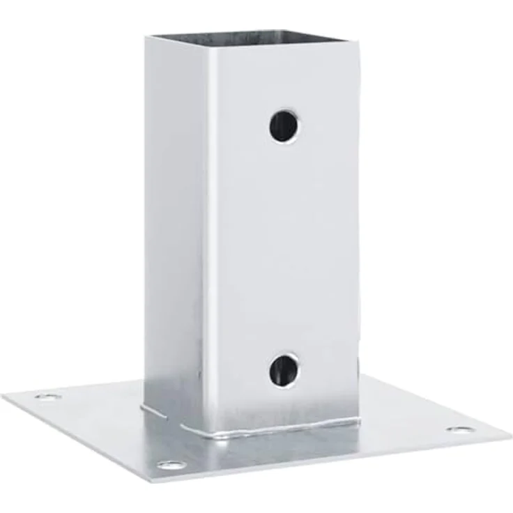 vidaXL Zaunpfosten Pfostenträger Quadratisch, 4er Set, Silber, 61x61mm, Verzinkter Stahl mit stabiler Halterung – Bild 1