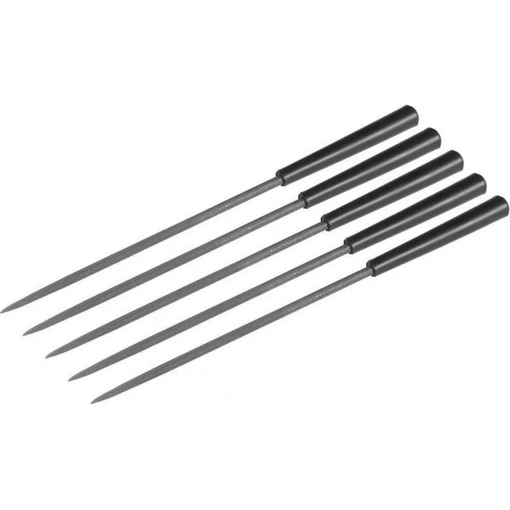 LuxusKollektion Werkstattfeile Rundfeile 3x140mm Zweiter Schnitt, 5 St., schwarz/grau, mit SoftGrip-Ausstattung