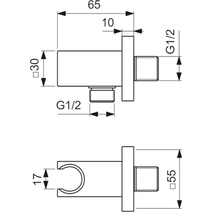 Ideal Standard Brausehalter Idealrain Atelier, eckig mit Anschluss G 1/2, verchromt, langlebig und pflegeleicht – Bild 2