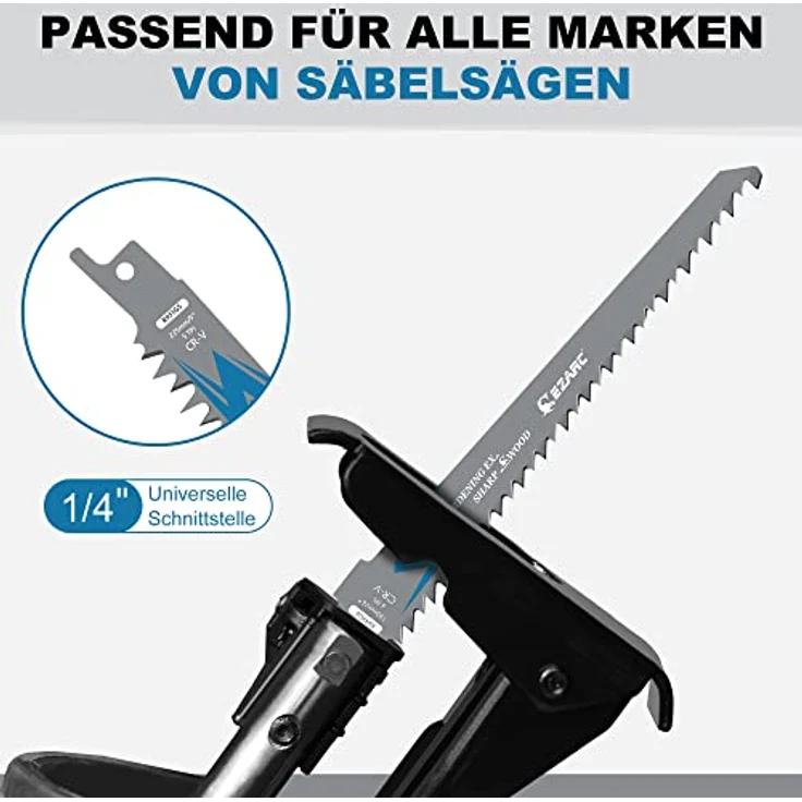 EZARC Säbelsägeblätter Set R931GS, 5tlg Holzschnitt, 225mm 5TPI, langlebig und robust für präzise schnelle Schnitte – Bild 4
