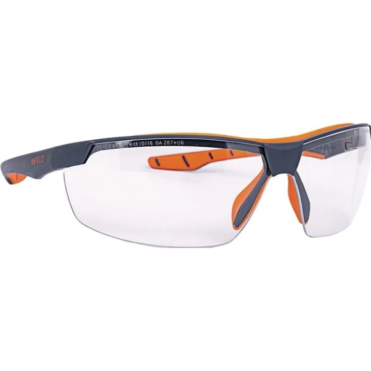Infield Safety Flexor Plus Schutzbrille, EN 166, dunkelsilber-orange, beschlagfreie Polycarbonatscheibe, extrem flexibel und robust, ca. 24 g – Bild 1