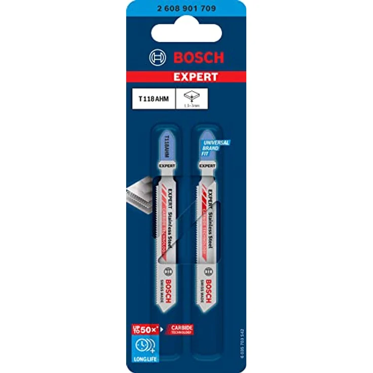 Bosch Professional 2x Expert ‘Stainless Steel’ T 118 AHM Stichsägeblatt (für Edelstahlbleche, Länge 83 mm, Zubehör Stichsäge) – Bild 1