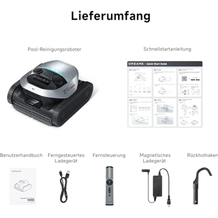 DREAME Poolroboter Z1 Pro, kabelloser Reinigungsroboter mit Hightech-Poolerkennung, 4 Reinigungsmodi und 180 μm-Filter für Pools bis 200 m² – Bild 8