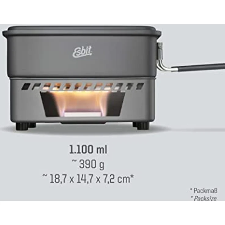 Esbit Campingkocher, Gaskocher aus hart anodisiertem Aluminium, 1100ml Topf, klappbarer Edelstahlgriff, leichtgewicht mit 390g – Bild 4