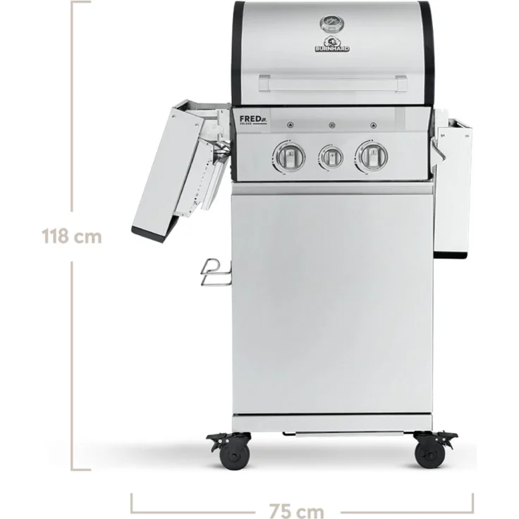 BURNHARD Gasgrill Fred, 2-Brenner Gasgrill, 900 Grad Infrarot-Keramikbrenner, 2023er Version, 10,5 kW Gasgrill 2 Brenner Deluxe – Bild 3