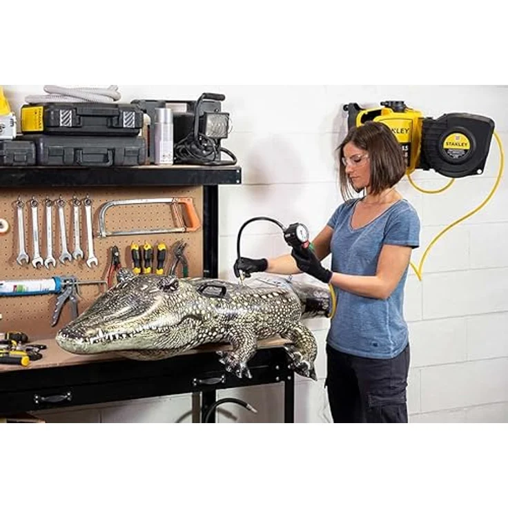 Stanley Luftkompressor SXCMS15WE 8215400ST - Kompressor 8 Bar - 160L/Min Saugleistung - Ölfrei - Luftschlauch 9M - Schwarz/Gelb – Bild 5