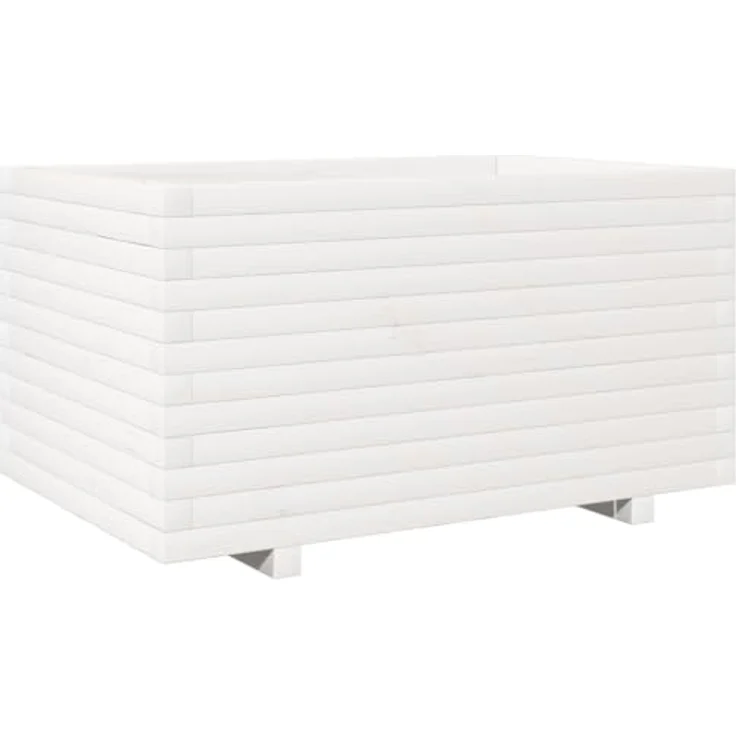 vidaXL Pflanzkübel, Blumenkasten für Garten Balkon Terrasse, Hochbeet für Gemüse Blumen Pflanzen, Weiß Massivholz Kiefer – Bild 1