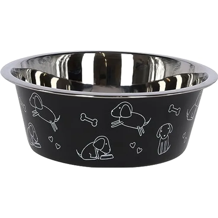 Edelstahlnapf ca. 1800ml, schwarz mit Motiv