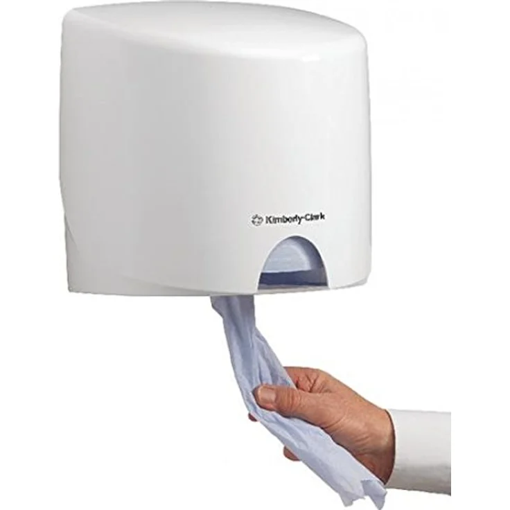 Kimberly-Clark Aquarius Roll Control Wischtuchspender 7018, weißer wandmontierter Spender für Rollen mit Zentralentnahme, kontrollierte Einzelblattausgabe