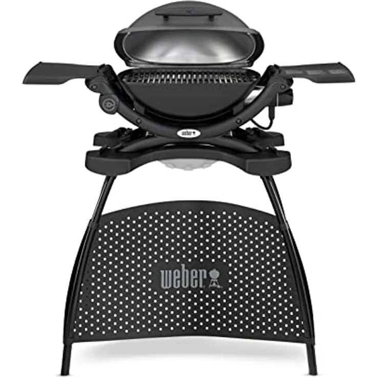 Weber 52020853 Q 1400 Elektrischer Grill, Dunkelgrau mit emailliertem Stahlguss Grillrost – Bild 2