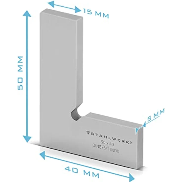 Stahlwerk Flachwinkel 90° Set 6-teilig DIN 875/1, rostfreier Edelstahl, präzise Messung, für Stahl- und Metallbau – Bild 5