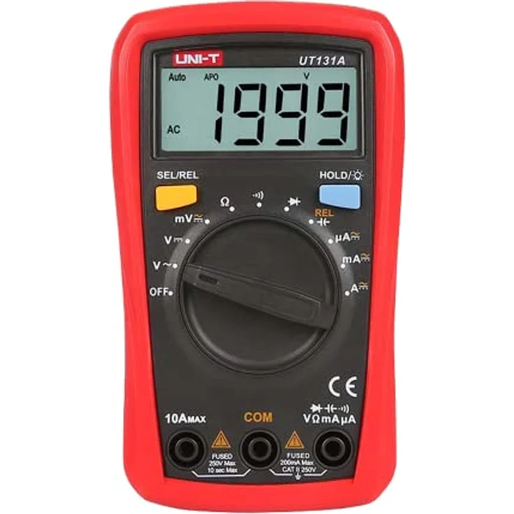UNI-T UT131A Multimeter, Handflächengröße, 200 m-250 VAC, 200µA-10A, klare LCD-Anzeige, ergonomisches Design – Bild 2