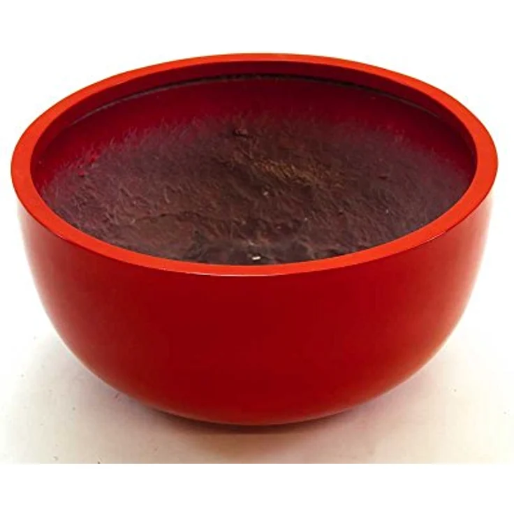 Elegant Einrichten Pflanzkübel Fiberglas Schale-Rund D50xH25cm Hochglanz-Rot, UV-beständig und frostsicher – Bild 2
