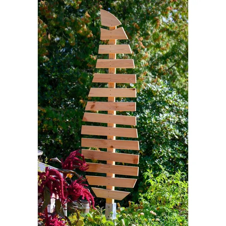 dobar Rankhilfe "Magnolia", großes Design-Rankgerüst aus Massivholz und Metall, 49 x 6 x 175 cm, natur