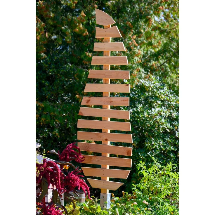 dobar Rankhilfe "Magnolia", großes Design-Rankgerüst aus Massivholz und Metall, 49 x 6 x 175 cm, natur