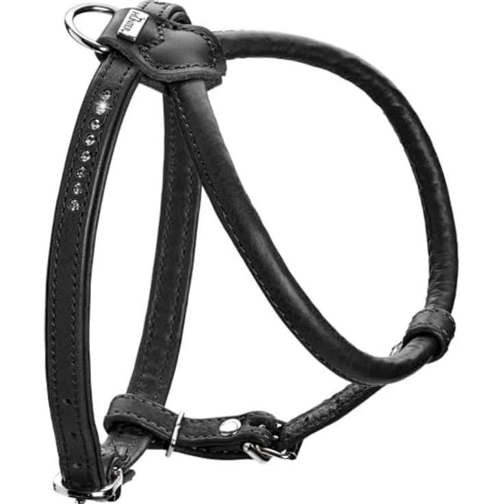 HUNTER Geschirr Round & Soft Canadian Up, Leichtes Premiumleder für kleine Hunde, schwarz, XS-S