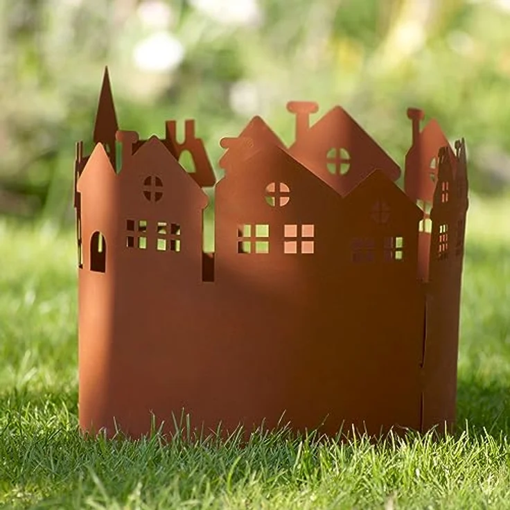 UNUS Garden Metall Rostoptik Häuser Beeteinfassung Rost rund 28cm ⌀ Länge 90cm – Bild 4