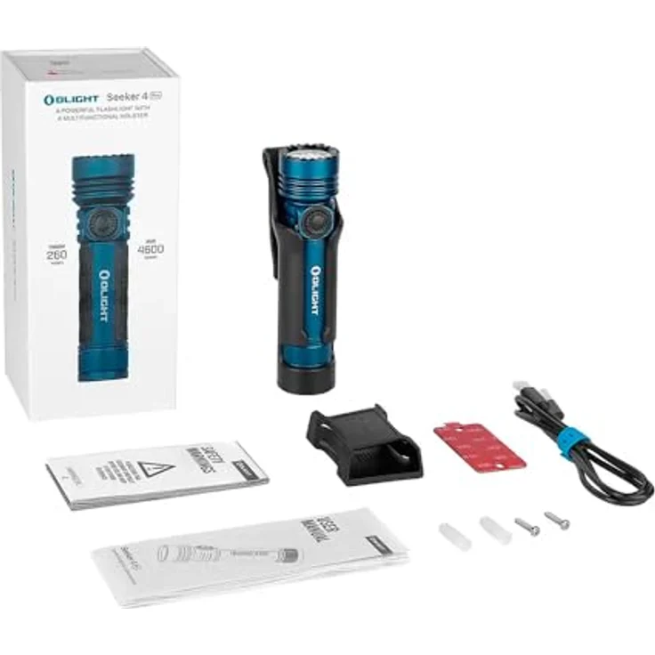OLIGHT Seeker 4 Pro LED-Taschenlampe, 4600 Lumen, 260 m Reichweite, wasserdicht, blau CW – Bild 3