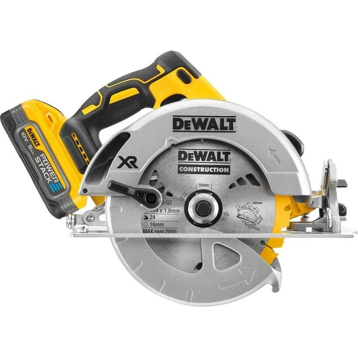 DeWalt 18V XR Handkreissäge, 184mm, inklusive 2x5,0 Ah Akkus, ergonomisches Design, robust und mobil