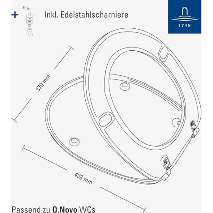 Villeroy & Boch Omnia classic WC-Sitz, Duroplast, Weiß, mit Edelstahl-Scharniere – Bild 2
