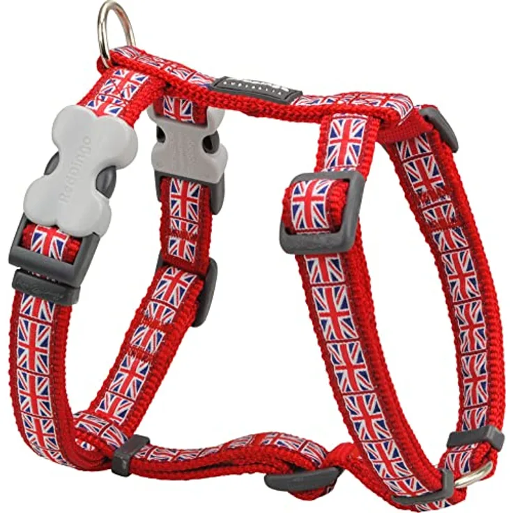 Red Dingo Union Jack Verstellbares Hundegeschirr, Größe 45-69 cm, 20 mm Breite