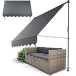 Juskys Klemmmarkise Kapstadt 250x120 cm - Höhenverstellbar & UV-beständig - Balkon & Terrasse - Wetterfest & Sichtschutz - Terrassenüberdachung Grau