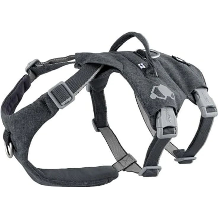Hurtta Safeguard Hundegeschirr, verstellbar mit reflektierenden Aufdrucken, schwarz, 45-60 cm – Bild 1