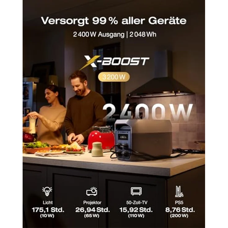 EcoFlow Delta 3 Max, tragbare Powerstation 3600Wh mit 800W Mikrowechselrichter, LiFePO4-Batterie, WLAN-Steuerung, schnelle Ladezeit 0-80% in 51 Minuten – Bild 3