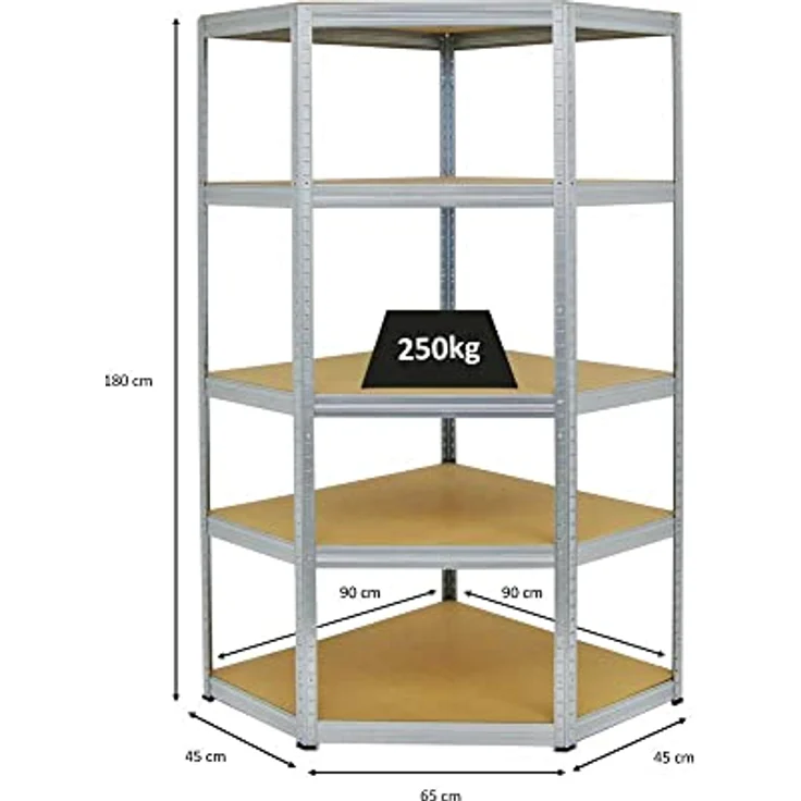 PROREGAL Eckregal Slim Elephant Verzinkt HxBxT 180x90x45 cm Fachlast 250kg Schwerlastregal - Kellerregal, Steckregal, Garagenregal - Schwarz/Blau – Bild 2
