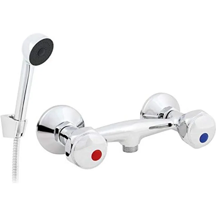 Hydroland Badarmatur B107, Duscharmatur aus Chrom mit Brause Set