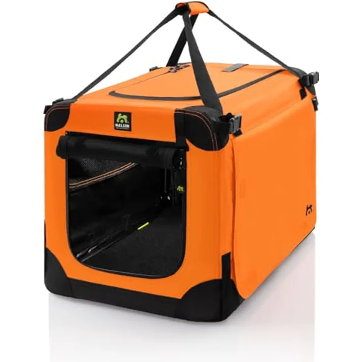 Maelson Soft Kennel Neon-Orange, 52 cm - Faltbare Hunde-Transportbox mit waschbarer Einlegematte und Sicherheitslaschen