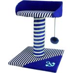 HEIM Kratzbaum mit Anker-Motiv, Katzenbaum mit Liegeplatte und Spielball, 42cm, grau