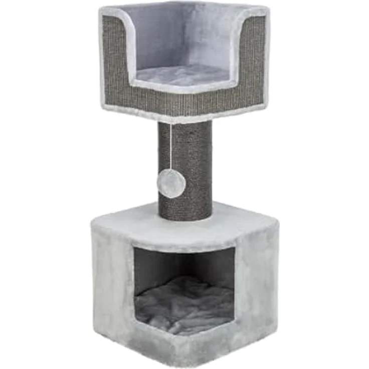 TRIXIE Kratzbaum XXL AVA II 112 cm in grau - Katzenbaum für große Katzen mit Einer gemütlichen Höhle und plüschiger Liegefläche, komfortabel & stabil – Bild 3