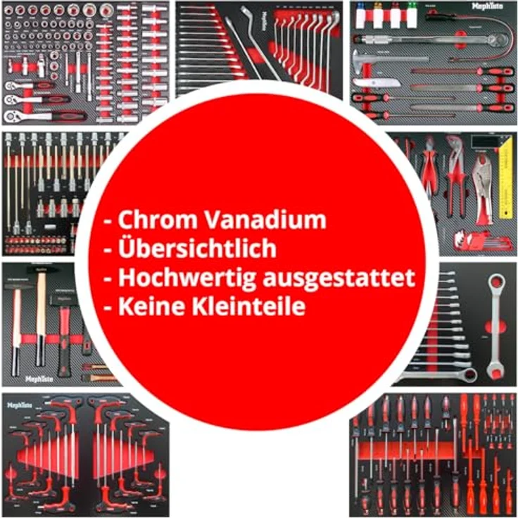 Mephisto-Tools Werkzeugwagen Premium XXL, grau/schwarz, 9 abschließbare Schubladen, Werkzeug aus hochwertigem CRV – Bild 6