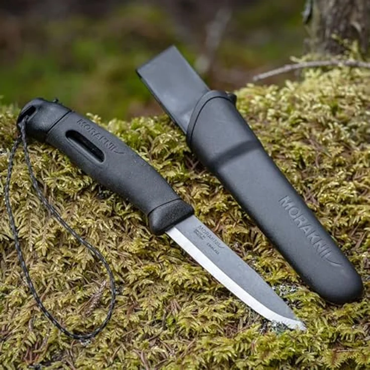 Morakniv Men's Spark Black, Outdoor-Messer mit rostfreier Schwedenstahlklinge, schwarzem TPE-Gummi-Griff und Feuerstarter – Bild 4
