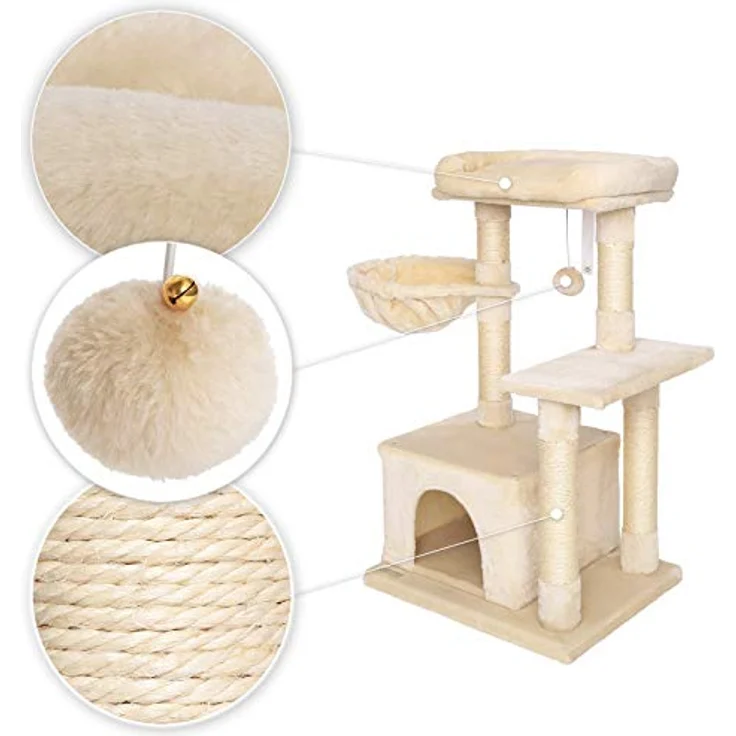 lionto Kratzbaum Kletterbaum Katzenkratzbaum Katzenbaum Höhe 85 cm, beige – Bild 4